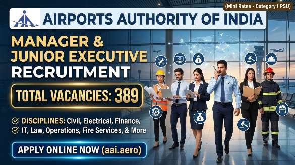 AAI Recruitment 2026: Apply Online for 389 Manager & Junior Executive Posts | Salary Up to ₹21 LPA