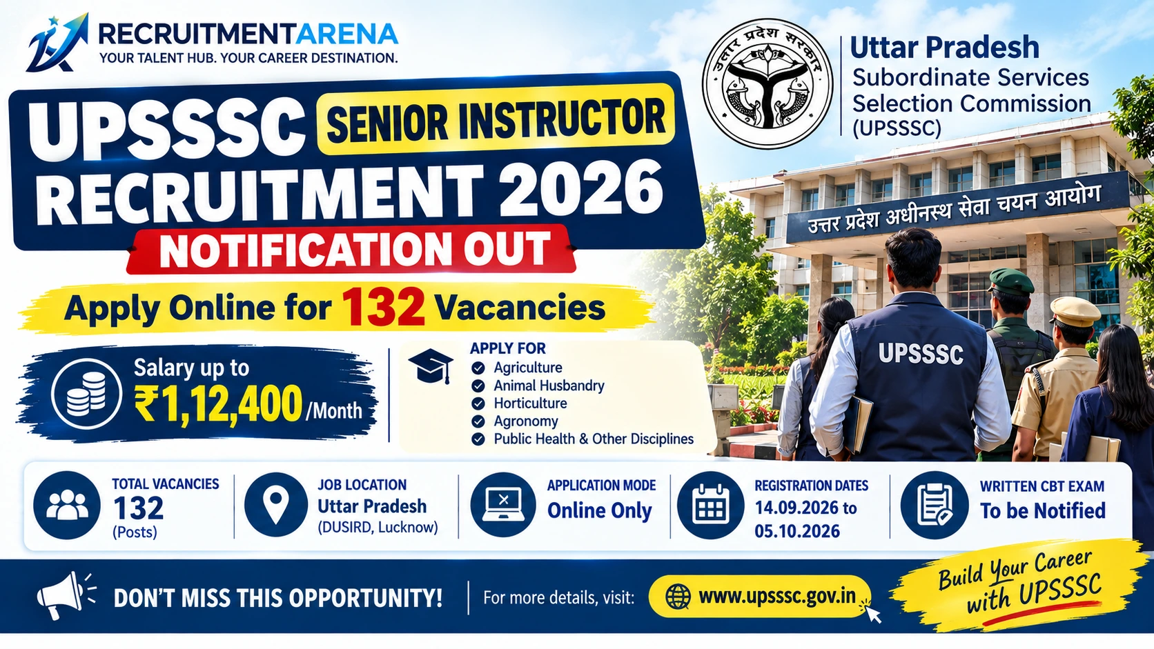 UPSSSC Senior Instructor Recruitment 2026: Apply Online for 132 Vacancies, Check Post-Wise Eligibility, Pay Scale & Complete Selection Process