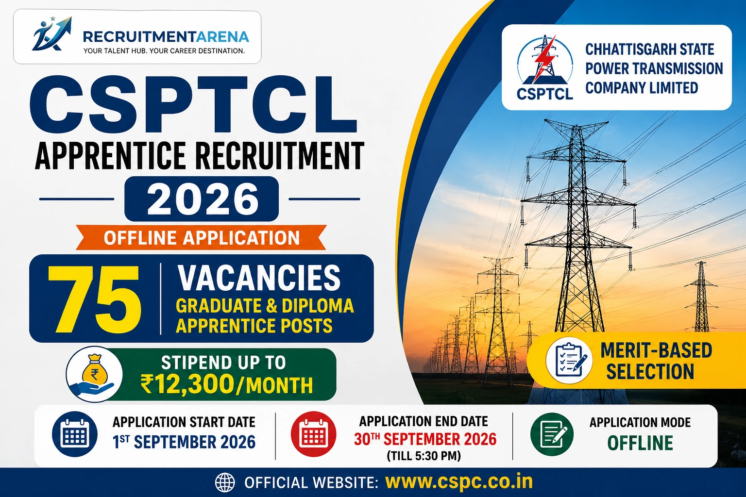 CSPTCL Apprentice Recruitment 2026: Apply Offline for 75 Graduate & Diploma Vacancies | Stipend up to Rs 12,300/Month